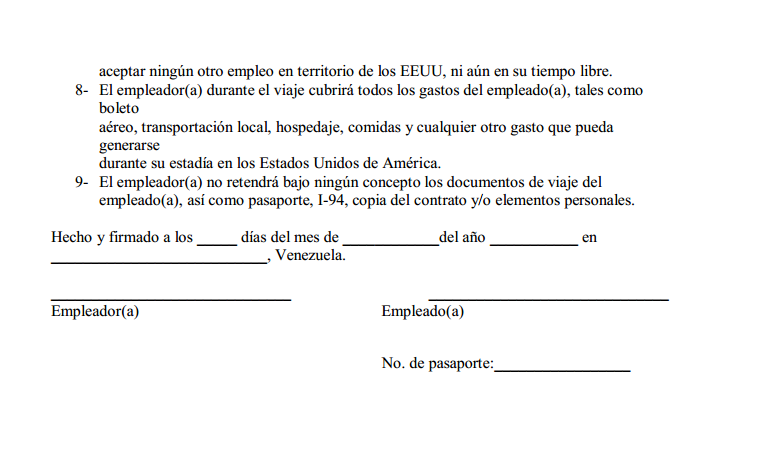 Modelo de contrato de trabajo en venezuela
